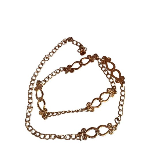 Belt Gold Tone Chain and Alternating Fish Link Waist Jewelry 40" Adjustable - Picture 7 of 8